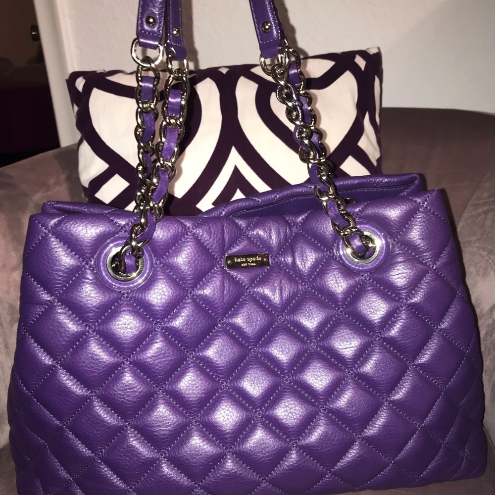 Kate spade purple quilted and chain handbag